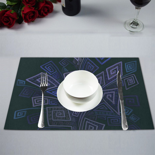 Psychedelic 3D Square Spirals - blue and purple Placemat 12’’ x 18’’ (Four Pieces)