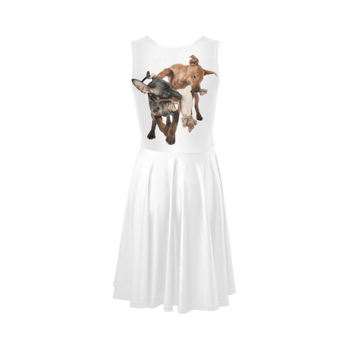 Two Playing Dogs Sleeveless Ice Skater Dress (D19)