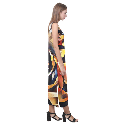 FineArt Colorful Tulip Phaedra Sleeveless Open Fork Long Dress (Model D08)