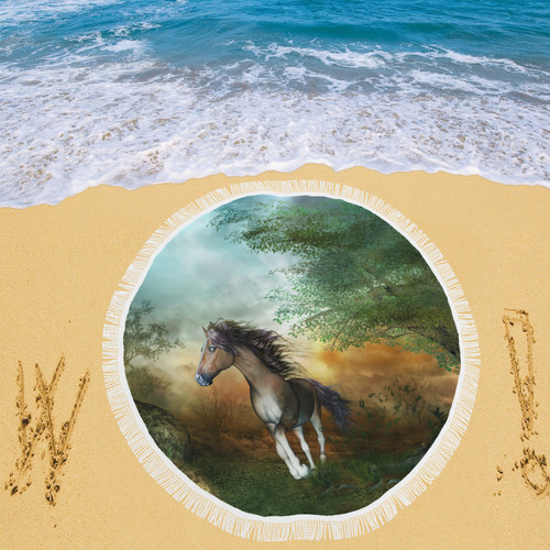 Wonderful running horse Circular Beach Shawl 59"x 59"