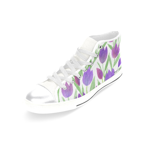 Purple Tulips. Inspired by the Magic Island of Gotland. Women's Classic High Top Canvas Shoes (Model 017)