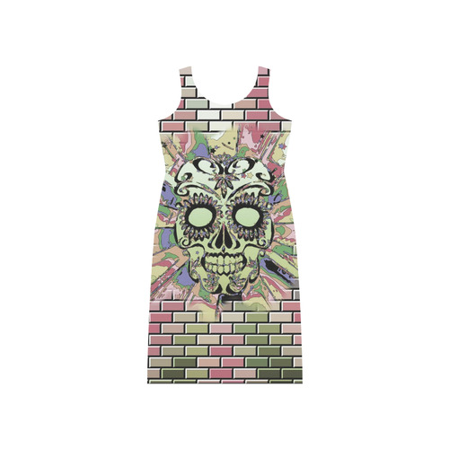skull on bricks F by JamColors Phaedra Sleeveless Open Fork Long Dress (Model D08)