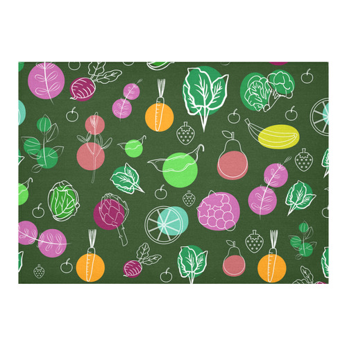 Colorful Vegetable Veggie Nature Pattern Cotton Linen Tablecloth 60"x 84"