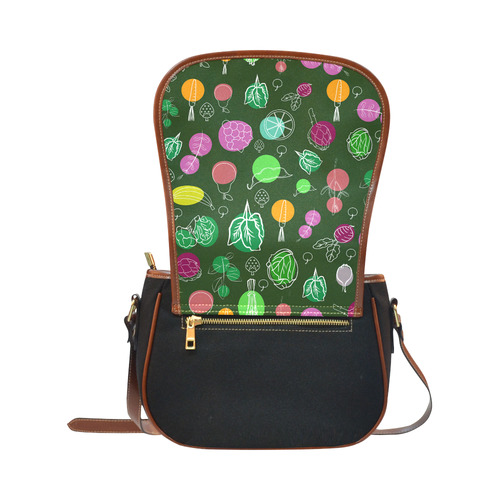 Colorful Vegetable Veggie Nature Pattern Saddle Bag/Small (Model 1649)(Flap Customization)