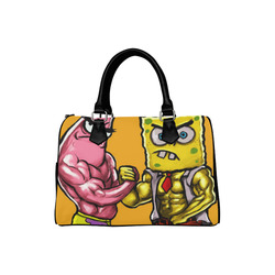 Pink Star & Yellow Bob Boston Handbag (Model 1621)