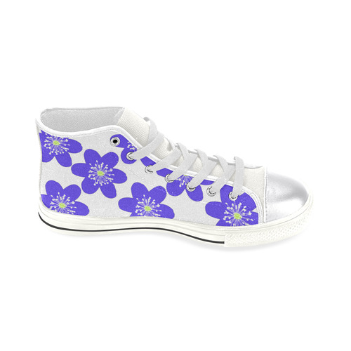 Blue Anemone Hepatica. Inspired by the Magic Island of Gotland. Women's Classic High Top Canvas Shoes (Model 017)