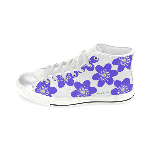 Blue Anemone Hepatica. Inspired by the Magic Island of Gotland. Women's Classic High Top Canvas Shoes (Model 017)