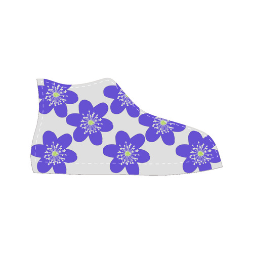 Blue Anemone Hepatica. Inspired by the Magic Island of Gotland. Women's Classic High Top Canvas Shoes (Model 017)