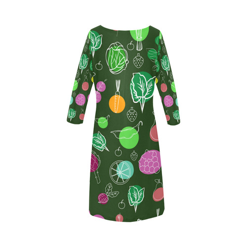 Colorful Vegetable Veggie Nature Pattern Round Collar Dress (D22)