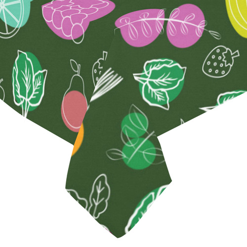 Colorful Vegetable Veggie Nature Pattern Cotton Linen Tablecloth 60"x 84"