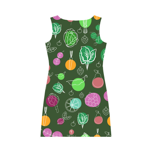 Colorful Vegetable Veggie Nature Pattern Round Collar Dress (D22)