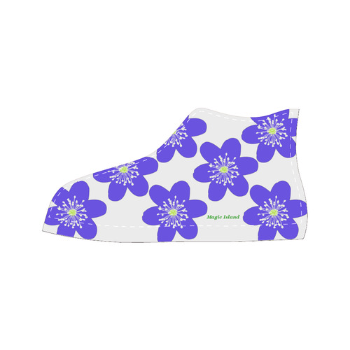 Blue Anemone Hepatica. Inspired by the Magic Island of Gotland. Women's Classic High Top Canvas Shoes (Model 017)