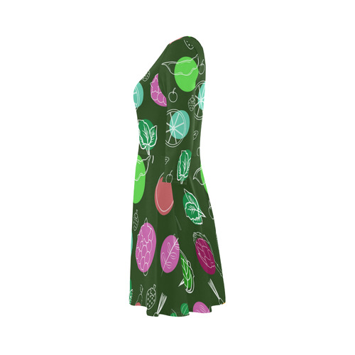 Colorful Vegetable Veggie Nature Landscape 3/4 Sleeve Sundress (D23)