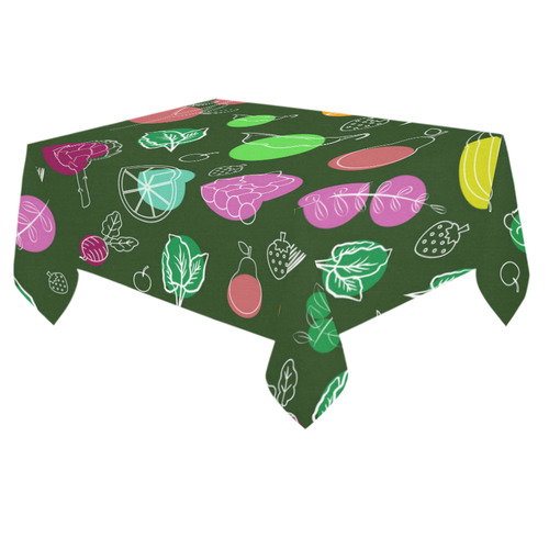 Colorful Vegetable Veggie Nature Pattern Cotton Linen Tablecloth 60"x 84"