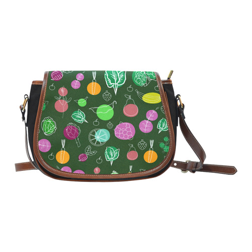 Colorful Vegetable Veggie Nature Pattern Saddle Bag/Small (Model 1649)(Flap Customization)