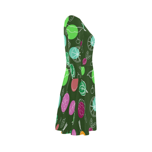 Colorful Vegetable Veggie Nature Landscape 3/4 Sleeve Sundress (D23)