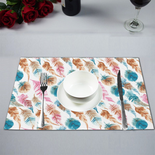 Colorful Boho Feathers Placemat 12’’ x 18’’ (Set of 2)