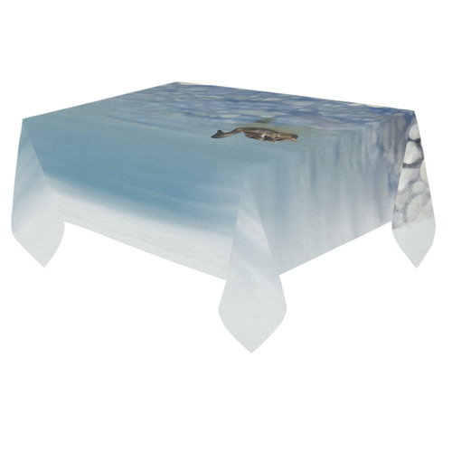 Swimming Duck, watercolor bird Cotton Linen Tablecloth 60"x 84"