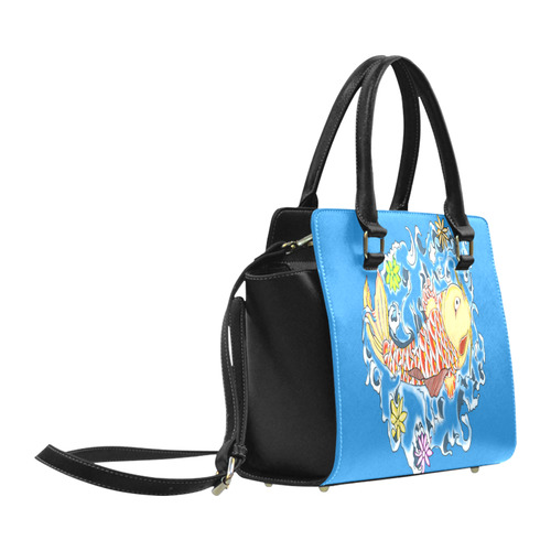 Koi Paradise Turquoise Classic Shoulder Handbag (Model 1653)