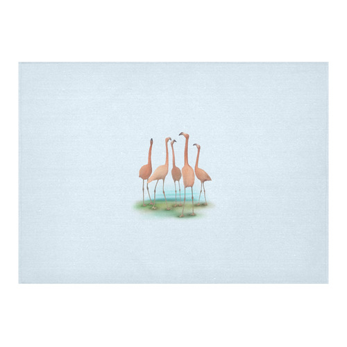 Flamingo Mingle, watercolor, birds Cotton Linen Tablecloth 60"x 84"