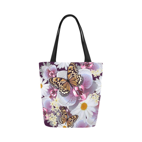 Butterflies Daisies Beautiful Floral Pattern Canvas Tote Bag (Model 1657)