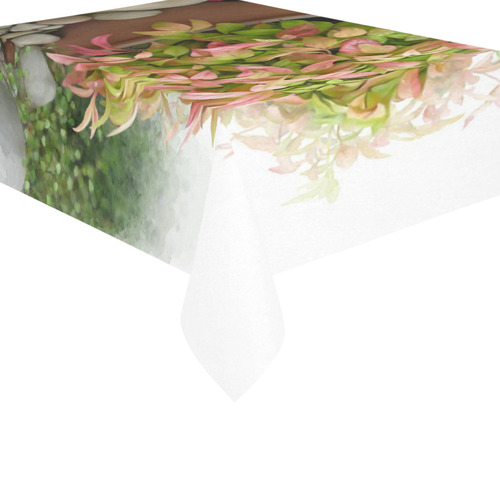 Pot full of colors, floral watercolors, plant Cotton Linen Tablecloth 60"x 84"