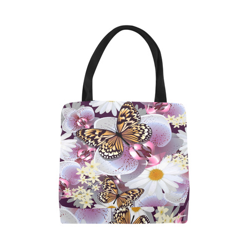 Butterflies Daisies Beautiful Floral Pattern Canvas Tote Bag (Model 1657)