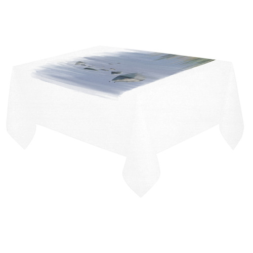 Seagulls on stones, watercolor birds Cotton Linen Tablecloth 60"x 84"