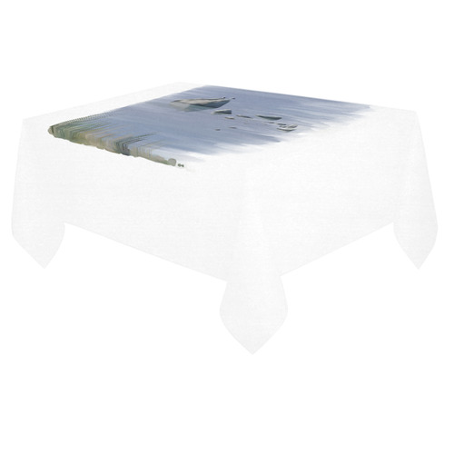 Seagulls on stones, watercolor birds Cotton Linen Tablecloth 60"x 84"