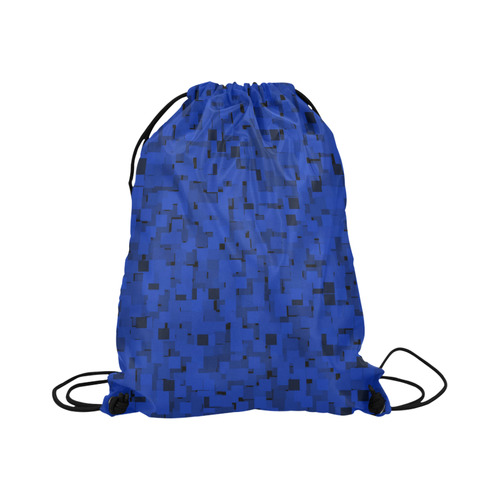 Black and Blue Pixels Large Drawstring Bag Model 1604 (Twin Sides)  16.5"(W) * 19.3"(H)