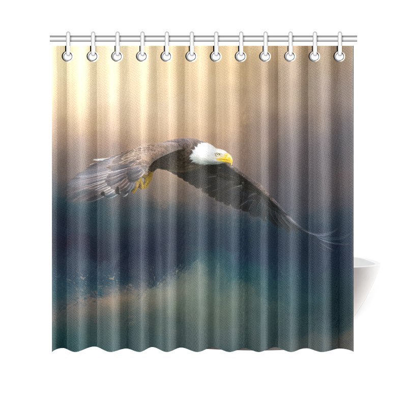 Painting Flying American Bald Eagle, Bald Eagle Shower Curtain