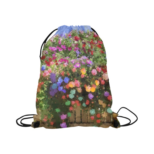 Colorful Pixel Garden Large Drawstring Bag Model 1604 (Twin Sides)  16.5"(W) * 19.3"(H)