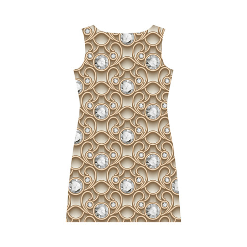 Gold Diamond Faux Jewelry Beautiful Pattern Round Collar Dress (D22)