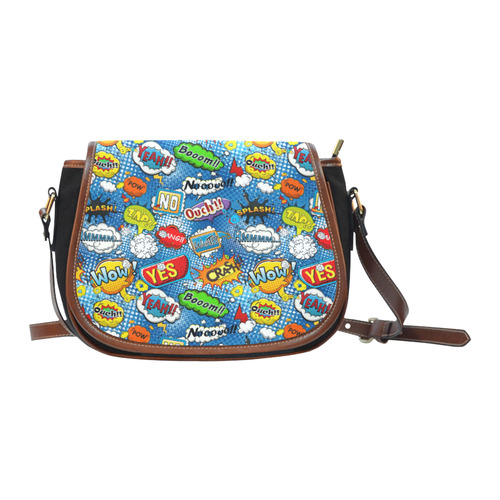 Comic Speech Bubbles Wow Pow Yes Splash Saddle Bag/Small (Model 1649)(Flap Customization)