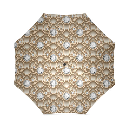 Gold Diamond Faux Jewelry Beautiful Pattern Foldable Umbrella (Model U01)