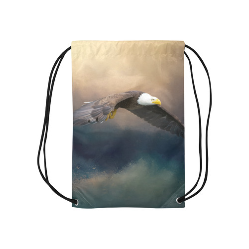 Painting flying american bald eagle Small Drawstring Bag Model 1604 (Twin Sides) 11"(W) * 17.7"(H)