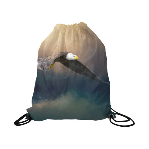 Painting flying american bald eagle Large Drawstring Bag Model 1604 (Twin Sides)  16.5"(W) * 19.3"(H)