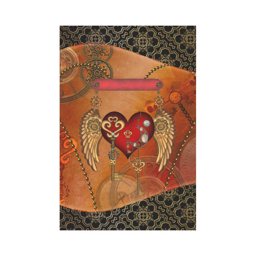 Steampunk, wonderful heart with wings Garden Flag 12‘’x18‘’（Without Flagpole）