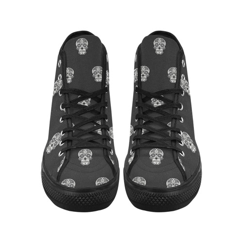 skull pattern bw Vancouver H Women's Canvas Shoes (1013-1)