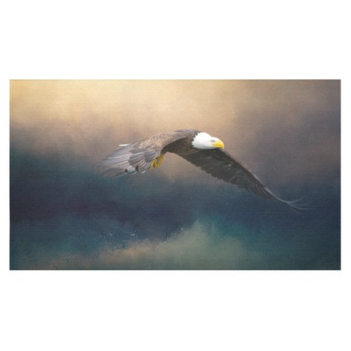 Painting flying american bald eagle Cotton Linen Tablecloth 60"x 104"