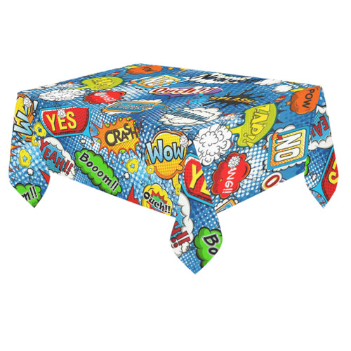 Comic Speech Bubbles Wow Pow Yes Splash Cotton Linen Tablecloth 60"x 84"