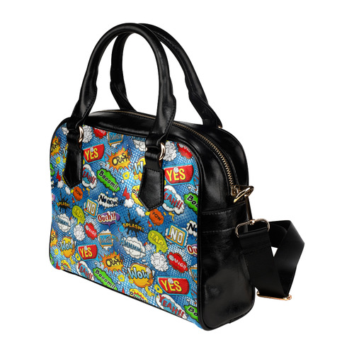 Comic Speech Bubbles Wow Pow Yes Splash Shoulder Handbag (Model 1634)