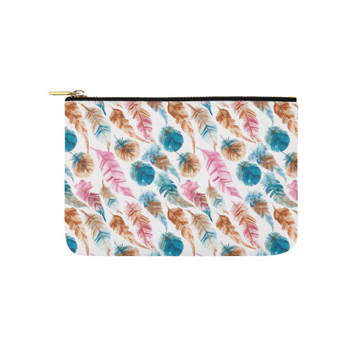 Colorful Boho Feathers Carry-All Pouch 9.5''x6''