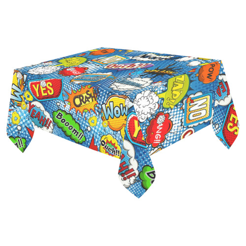 Comic Speech Bubbles Wow Pow Yes Splash Cotton Linen Tablecloth 52"x 70"