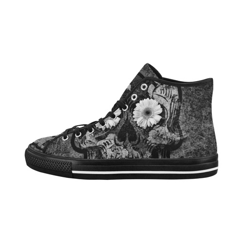 Smiling flower Sugarskull A Vancouver H Men's Canvas Shoes (1013-1)