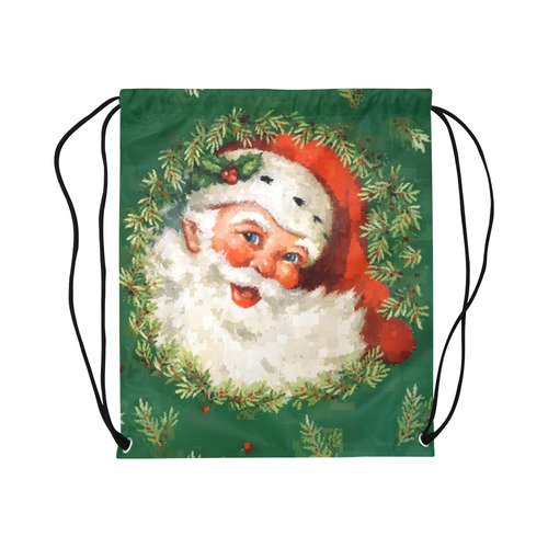 Jolly Ole Santa Pixel Large Drawstring Bag Model 1604 (Twin Sides)  16.5"(W) * 19.3"(H)
