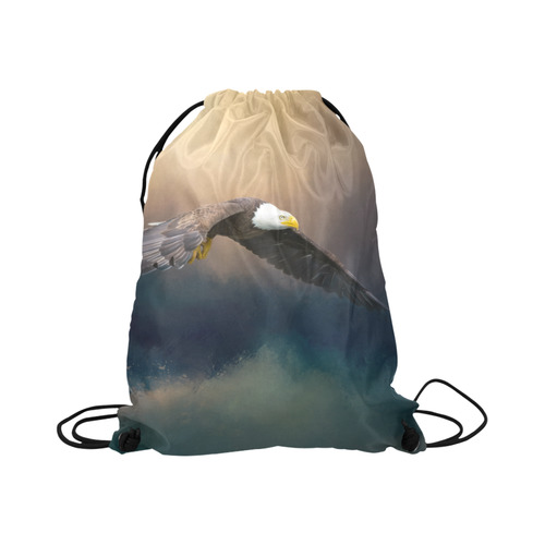 Painting flying american bald eagle Large Drawstring Bag Model 1604 (Twin Sides)  16.5"(W) * 19.3"(H)
