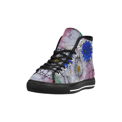 flower power skull Vancouver H Men's Canvas Shoes/Large (1013-1)