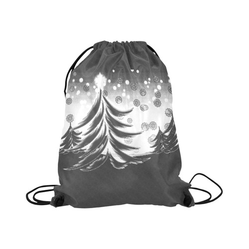 Christmas Trees and Snowflakes Chalkboard Large Drawstring Bag Model 1604 (Twin Sides)  16.5"(W) * 19.3"(H)