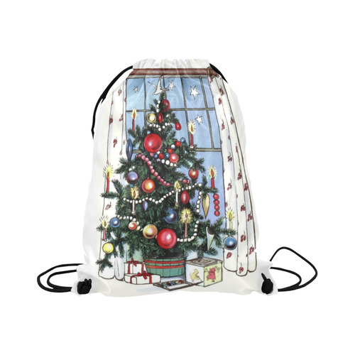 Retro Christmas Tree Large Drawstring Bag Model 1604 (Twin Sides)  16.5"(W) * 19.3"(H)